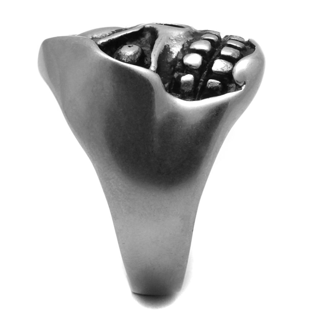 TK2418 - Antique Silver Stainless Steel Ring with Epoxy in Jet LuxuryLifeWay Online Store