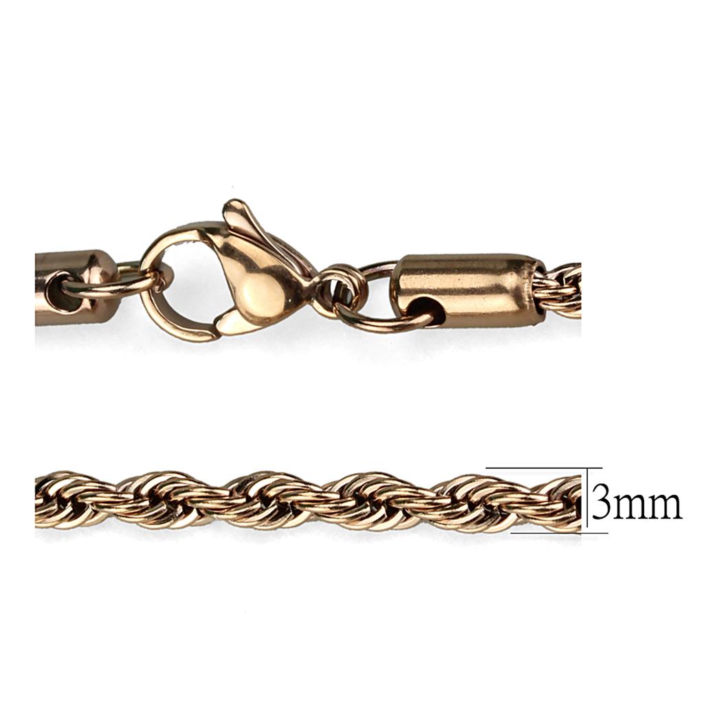TK2434R - IP Rose Gold(Ion Plating) Stainless Steel Chain with No Stone LuxuryLifeWay Online Store