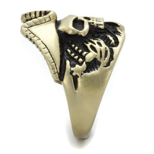 TK2453 - IP Antique Copper Stainless Steel Ring with Epoxy in Jet LuxuryLifeWay Online Store