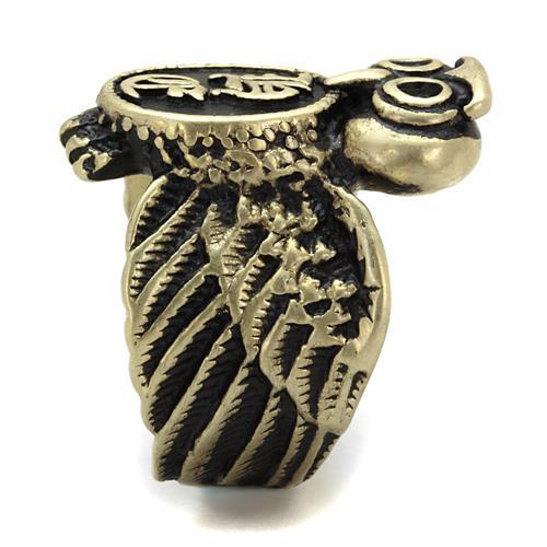 TK2465 - IP Antique Copper Stainless Steel Ring with Epoxy in Jet LuxuryLifeWay Online Store