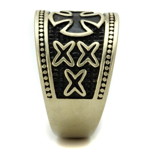 TK2469 - IP Antique Copper Stainless Steel Ring with Epoxy in Jet LuxuryLifeWay Online Store