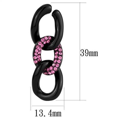 TK2711 - IP Black(Ion Plating) Stainless Steel Earrings with Top Grade Crystal in Light Peach LuxuryLifeWay Online Store