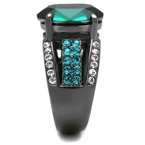TK2759 - IP Light Black (IP Gun) Stainless Steel Ring with Top Grade Crystal in Emerald LuxuryLifeWay Online Store