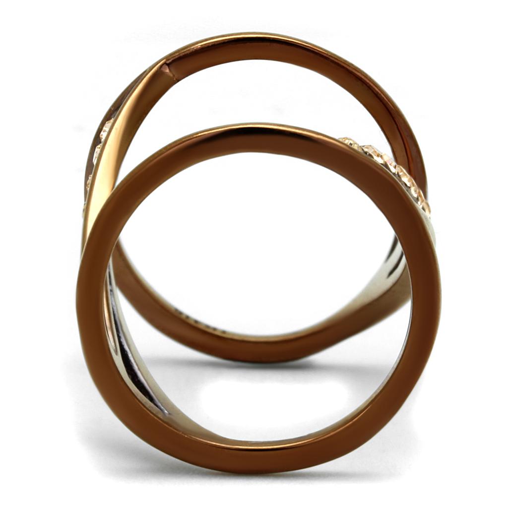TK2827 - IP Coffee light Stainless Steel Ring with Top Grade Crystal in Light Peach LuxuryLifeWay Online Store