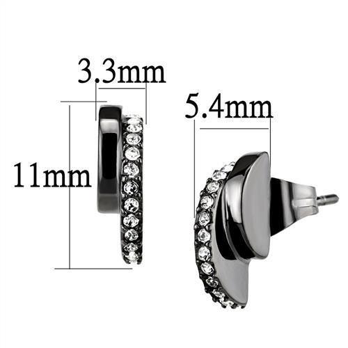 TK2855 - IP Light Black (IP Gun) Stainless Steel Earrings with Top Grade Crystal in Clear LuxuryLifeWay Online Store