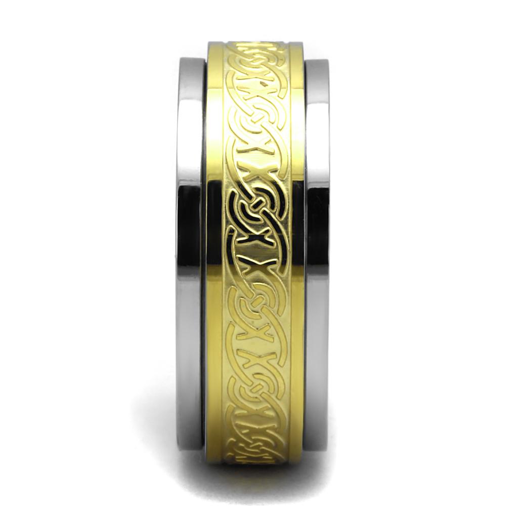 TK2939 - Two-Tone IP Gold (Ion Plating) Stainless Steel Ring with No Stone LuxuryLifeWay Online Store