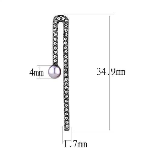 TK3161 - IP Light Black (IP Gun) Stainless Steel Earrings with Synthetic Pearl in Light Amethyst LuxuryLifeWay Online Store