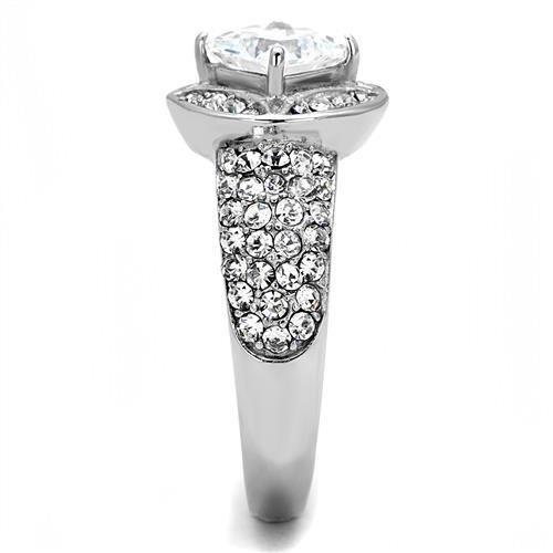 TK3206 - High polished (no plating) Stainless Steel Ring with AAA Grade CZ in Clear LuxuryLifeWay Online Store