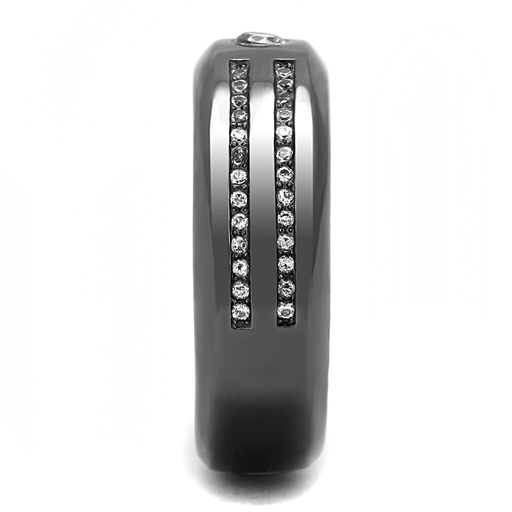 TK3275 - IP Light Black (IP Gun) Stainless Steel Ring with AAA Grade CZ in Clear LuxuryLifeWay Online Store