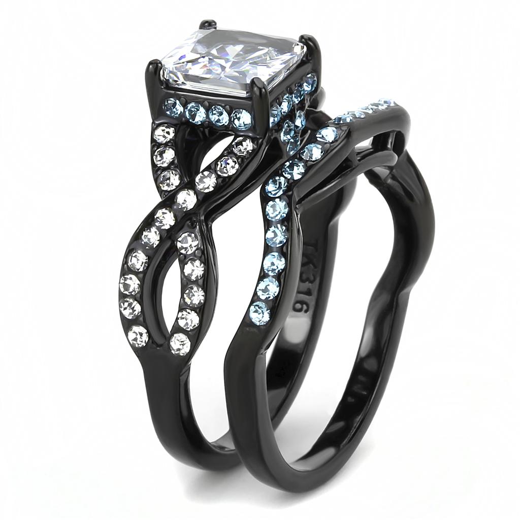 TK3457 - IP Black(Ion Plating) Stainless Steel Ring with AAA Grade CZ in Clear LuxuryLifeWay Online Store
