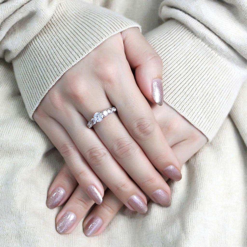 TK3516 - IP Rose Gold(Ion Plating) Stainless Steel Ring with AAA Grade CZ in Clear LuxuryLifeWay Online Store