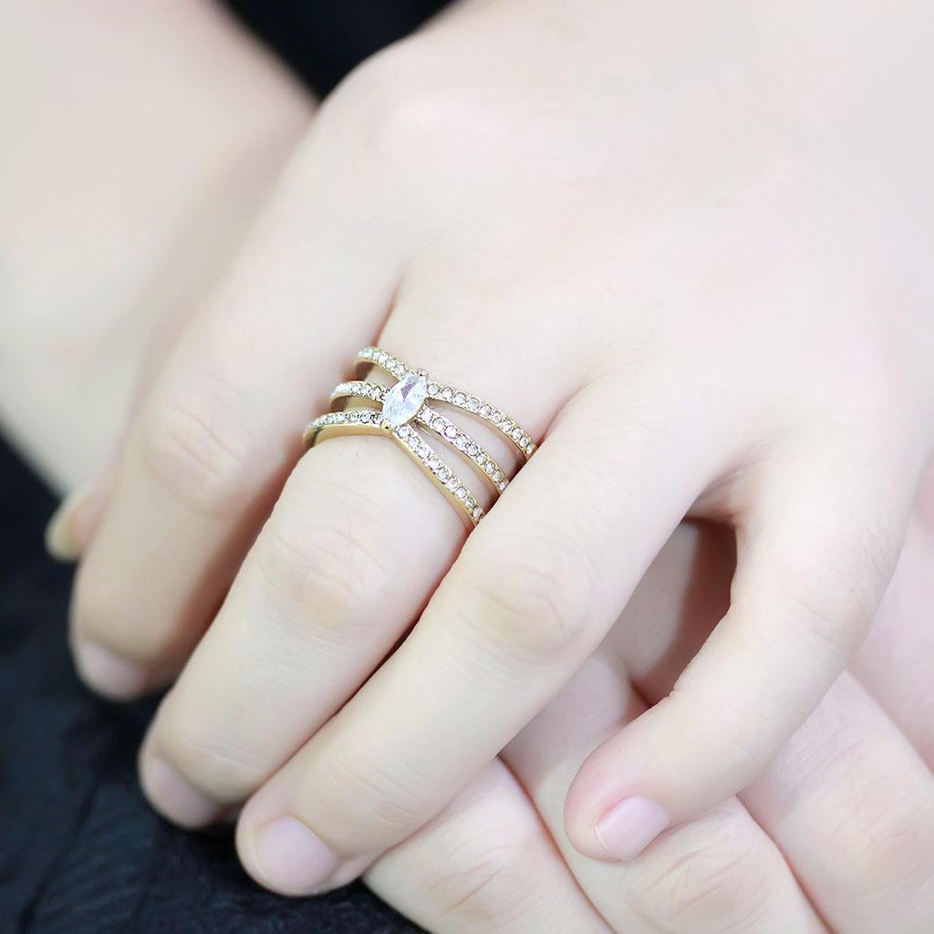 TK3705 - IP Gold(Ion Plating) Stainless Steel Ring with AAA Grade CZ in Clear LuxuryLifeWay Online Store