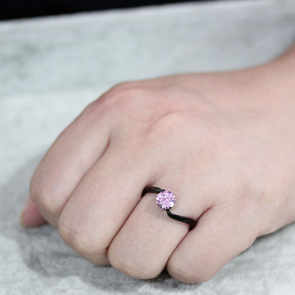 TK3739 IP Black Stainless Steel Ring with AAA Grade CZ in Rose LuxuryLifeWay Online Store