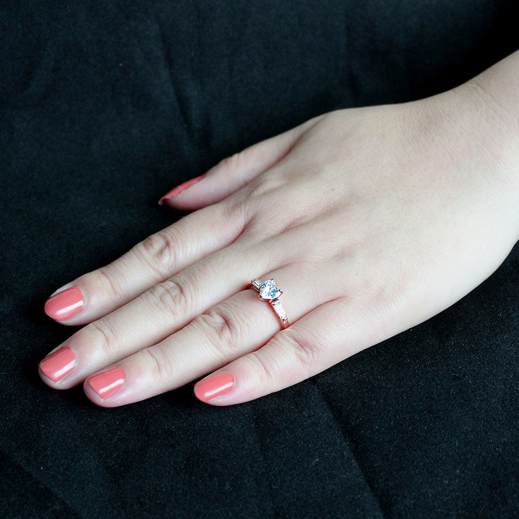 TK3829 - IP Rose Gold(Ion Plating) Stainless Steel Ring with AAA Grade CZ in Clear LuxuryLifeWay Online Store