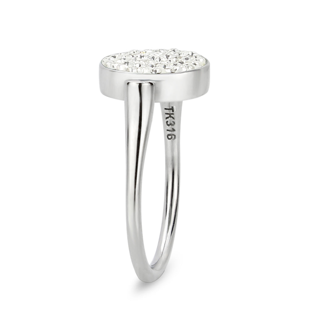 TK385404 - High polished (no plating) Stainless Steel Ring with Top Grade Crystal in Clear LuxuryLifeWay Online Store
