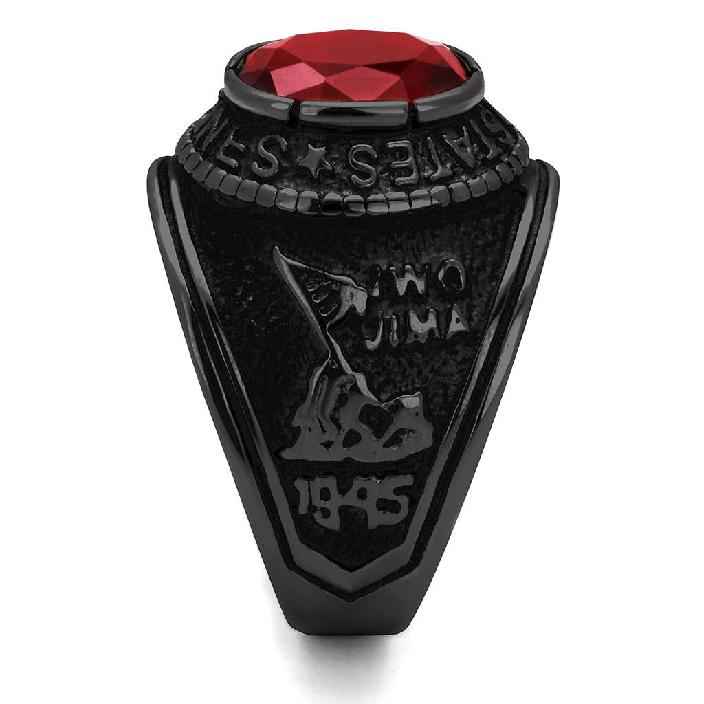 TK414703J - IP Black(Ion Plating) Stainless Steel Ring with Synthetic Synthetic Glass in Siam LuxuryLifeWay Online Store