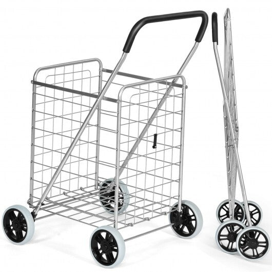 Portable Folding Shopping Cart Utility for Grocery Laundry-Black LuxuryLifeWay Online Store