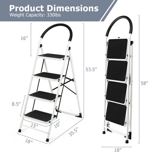 4-Step Folding Ladder with Anti-Slip Pedal Platform 330Lbs Capacity LuxuryLifeWay Online Store