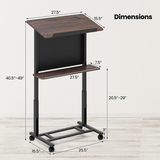 40.5-49 Inch Height Adjustable Rolling Podium Stand Lectern Table-Black LuxuryLifeWay Online Store