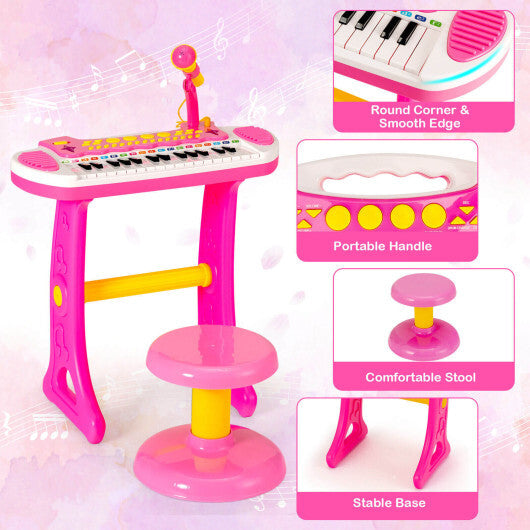 31-Key Kids Piano Keyboard Toy with Microphone and Multiple Sounds for Age 3+-Pink - Color: Pink LuxuryLifeWay Online Store