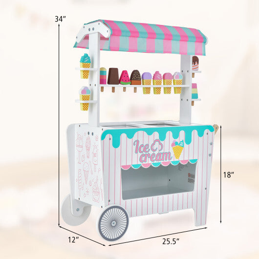 Kids Ice Cream Cart Playset with Display Rack and Accessories LuxuryLifeWay Online Store