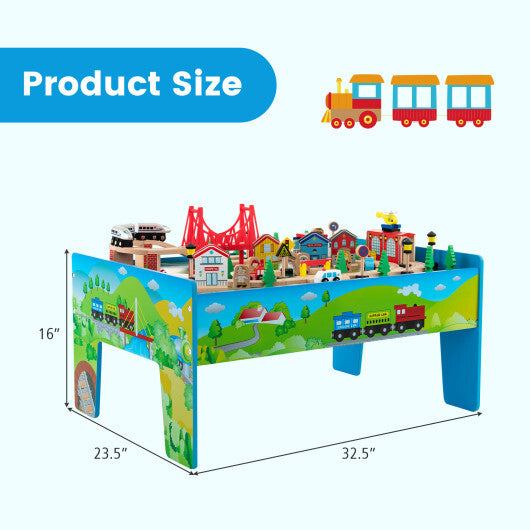 80-Piece Wooden Train Set and Table LuxuryLifeWay Online Store