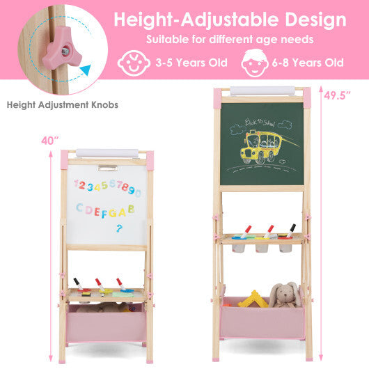 3-in-1 Double-Sided Adjustable Kid Easel for 3-8 Years Old Toddlers-Blue LuxuryLifeWay Online Store