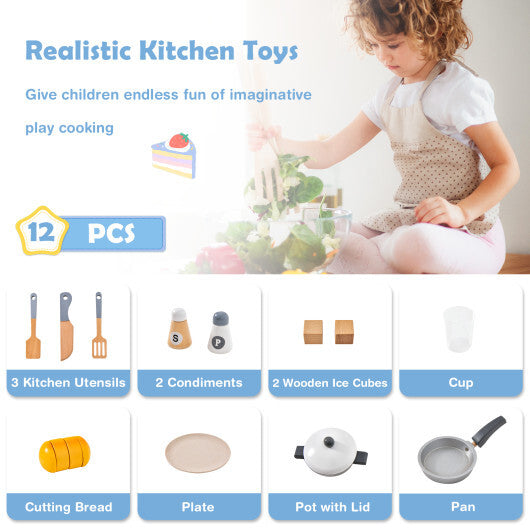 Wooden Chef Play Kitchen and Refrigerator with Realistic Range Hood and Roaster LuxuryLifeWay Online Store