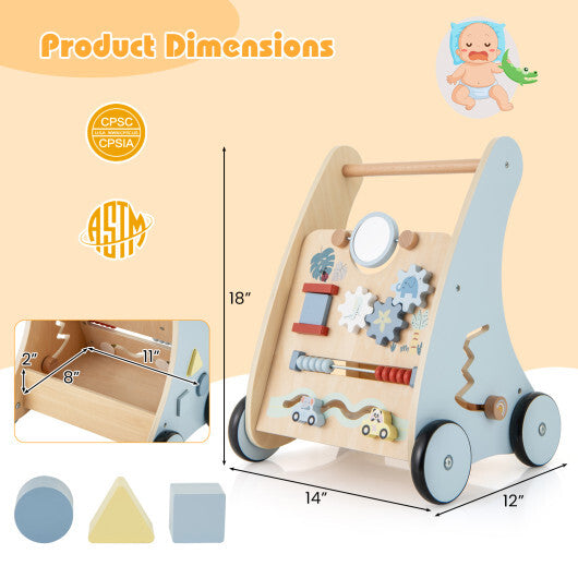 Wooden Baby Push and Pull Walker with Multi-Activity Learning Center LuxuryLifeWay Online Store