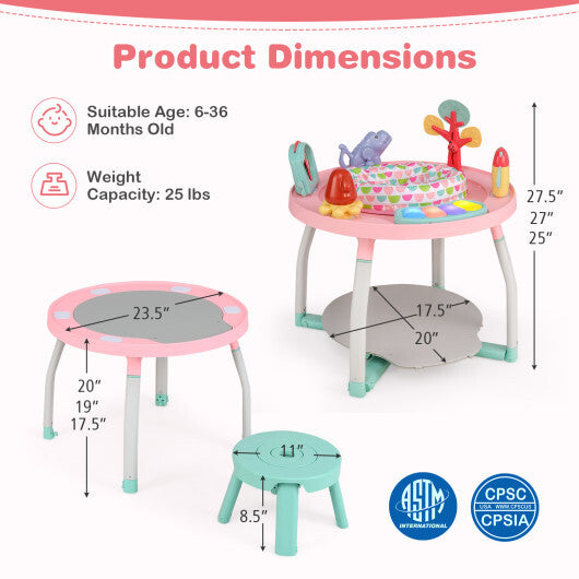 5-in-1 Baby Activity Center Interactive Bounce Seat with Removable Toys-Pink - Color: Pink LuxuryLifeWay Online Store