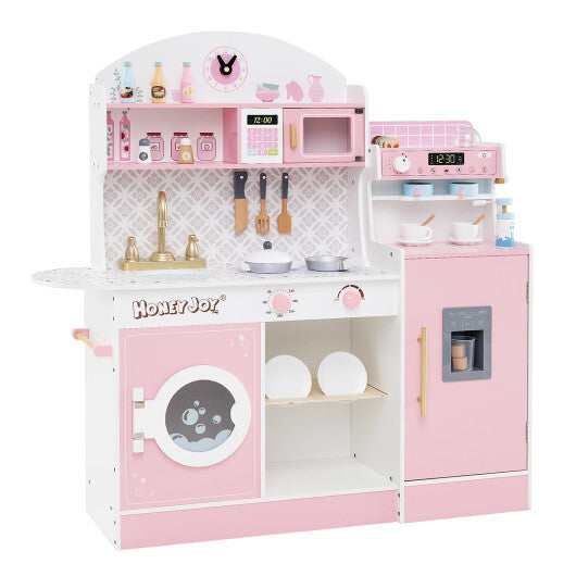 Kids Kitchen Set Wooden with Coffee Makers and Accessories-White