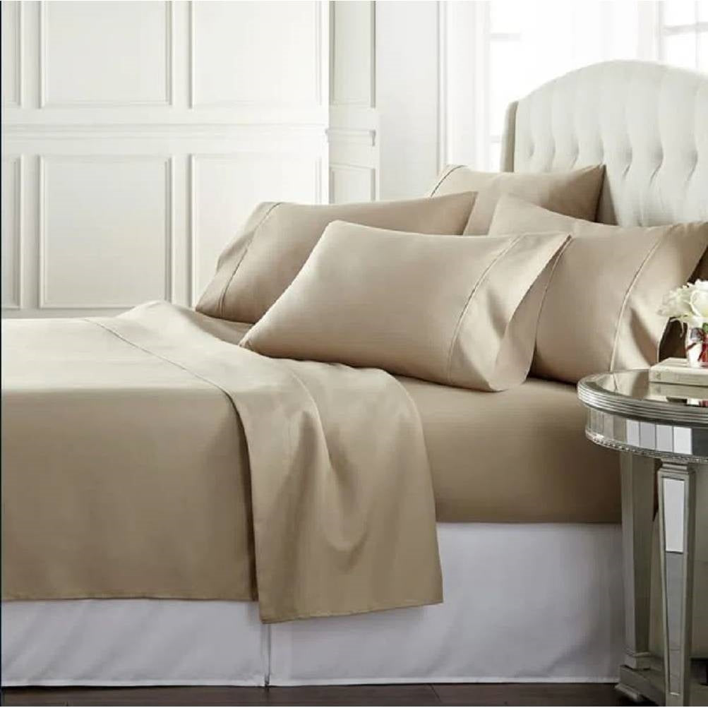 Twin size Taupe 100-Percent Egyptian Cotton 1000 Thread Count 3-Piece Sheet Set LuxuryLifeWay Online Store