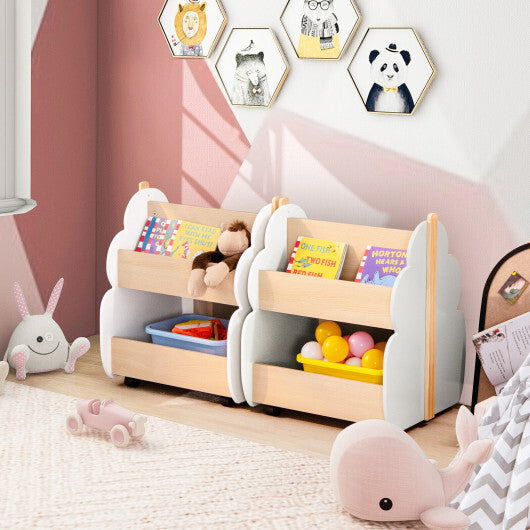 Kids Wooden Bookshelf with Universal Wheels-Gray LuxuryLifeWay Online Store