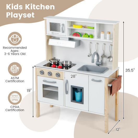 Wooden Pretend Play Kitchen Set for Toddlers-White LuxuryLifeWay Online Store