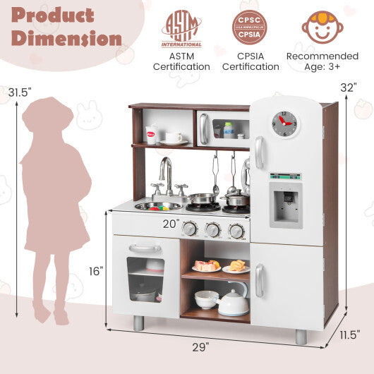 Kids Kitchen Playset with Realistic Sounds and Lights-Brown & White LuxuryLifeWay Online Store