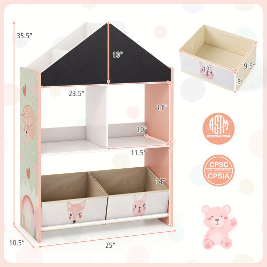 Playhouse Kids Bookshelf with Chalkboard and Whiteboard for 3-6 Years-Gray LuxuryLifeWay Online Store
