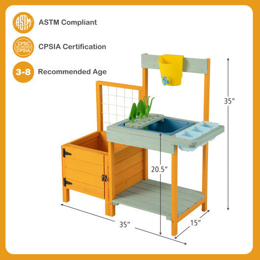 Kids Outdoor Potting Bench with See-Through Window LuxuryLifeWay Online Store
