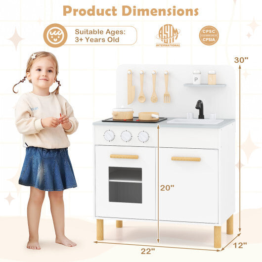 Kids Kitchen Playset with Cooking Accessories and Storage-Pink LuxuryLifeWay Online Store