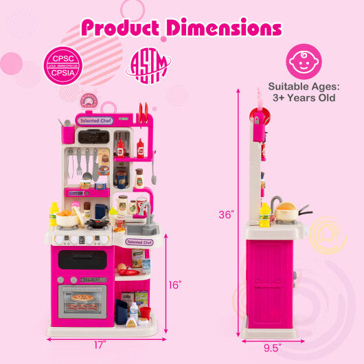 Kids Kitchen Playset Pretend Play Kitchen with Realistic Sounds and Lights-Blue LuxuryLifeWay Online Store