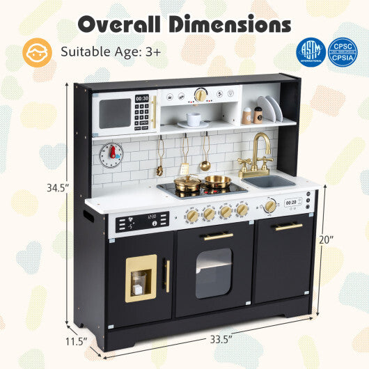 Wooden Play Kitchen for Kids with Realistic Lights and Sounds-White LuxuryLifeWay Online Store