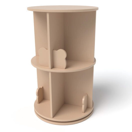 2 Tier Freestanding Kids Rotating Bookshelf Storage Rack with Bear Baffles-Gray LuxuryLifeWay Online Store