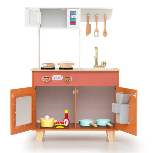 Kids Play Kitchen with Microwave and Rotation Knobs for Girls Boys Aged 3-6-Green LuxuryLifeWay Online Store
