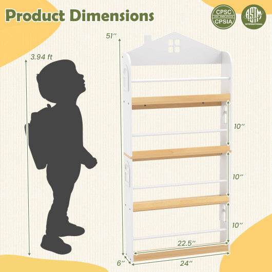 House-Shaped Kids Bookshelf with Anti-falling Baffles-White LuxuryLifeWay Online Store
