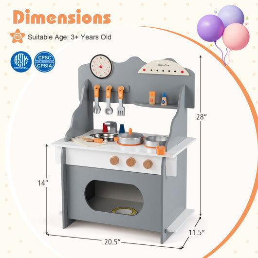 Wooden Play Kitchen for Kids Pretend Play Toy Kitchen Set with Clock Gift for Boys and Girls 3 +Pink LuxuryLifeWay Online Store