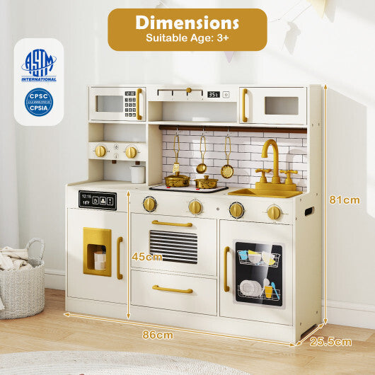 Pretend Toy Kitchen Set with Stoves and Water Dispenser-Beige LuxuryLifeWay Online Store