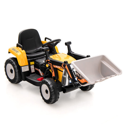 12V Battery Powered Kids Ride on Excavator with Adjustable Arm and Bucket-Yellow LuxuryLifeWay Online Store