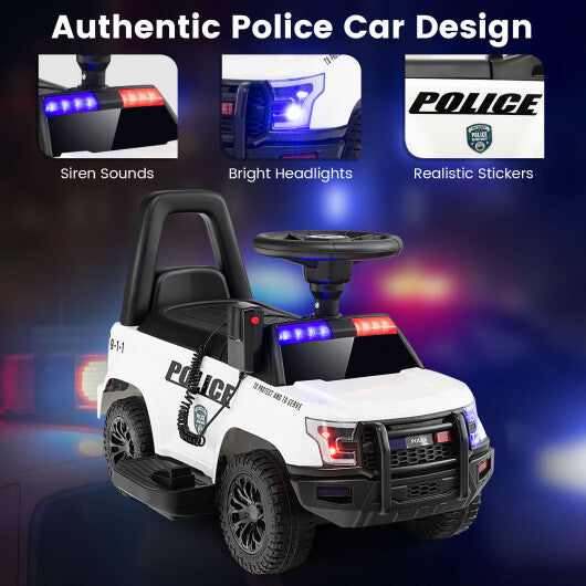 6V Kids Ride On Police Car with Real Megaphone and Siren Flashing Lights-Black LuxuryLifeWay Online Store
