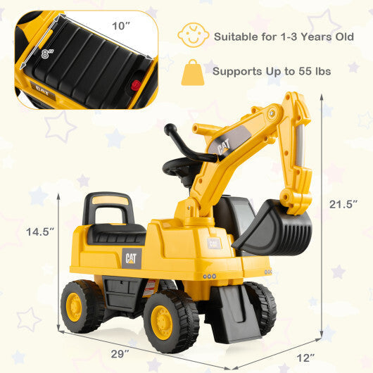 Licensed Caterpillar Kids Ride-On Digger-Yellow