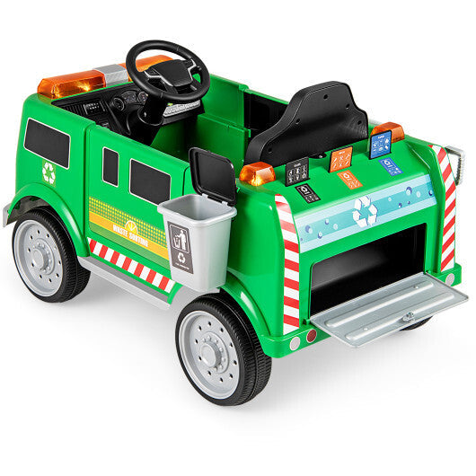 12V Battery Powered Electric Vehicle with Remote Control and Trash Bin-Green LuxuryLifeWay Online Store