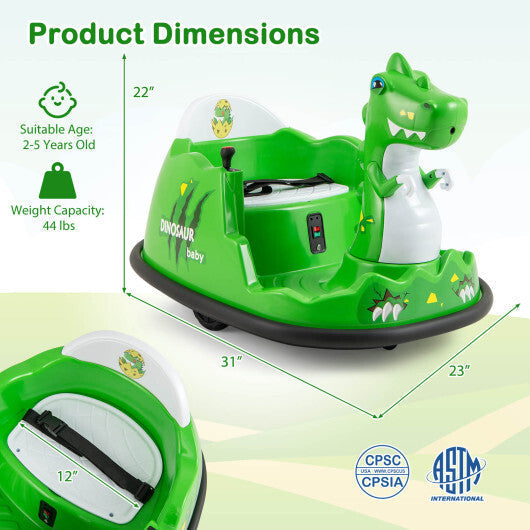 12V Bumper Car with Spray Function and Remote Control for Toddlers Aged 2-5-Green LuxuryLifeWay Online Store